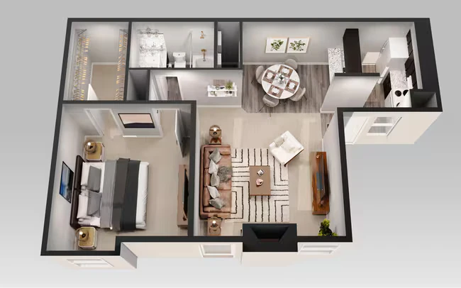 1 Bedroom 1 Bath 2189 floor plan